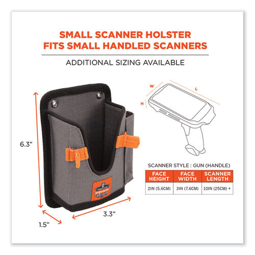 Squids 5543 Handheld Barcode Scanner Mount Holder With Fastener Straps, 2 Compartments, 3.5 X 1.5 X 6.3, Gray