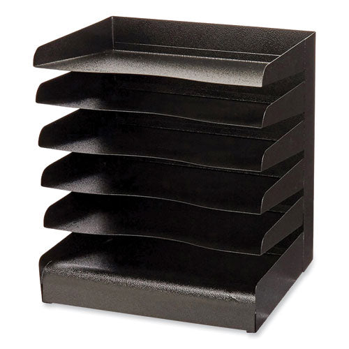 Steel Six-shelf Desk Tray Sorter, Six Sections, Letter Size Files, 12 X 9.5 X 13.5, Black