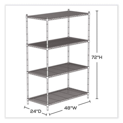 Industrial Wire Shelving, Four-shelf, 48w X 24d X 72h, Metallic Gray