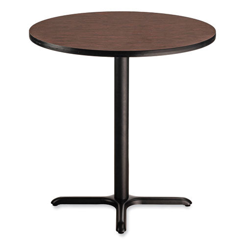 Cafe Table, 36" Diameter X 36h, Round Top/x-base, Mahogany Top, Black Base