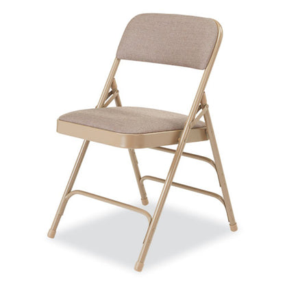 2300 Series Fabric Triple Brace Double Hinge Premium Folding Chair, Supports Up To 500 Lb, Cafe Beige, 4/carton