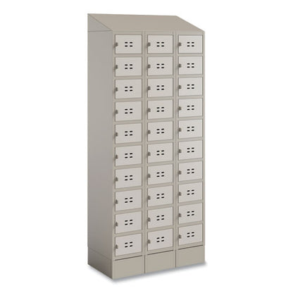 Triple Continuous Metal Locker Base Addition, 35w X 16d X 5.75h, Tan