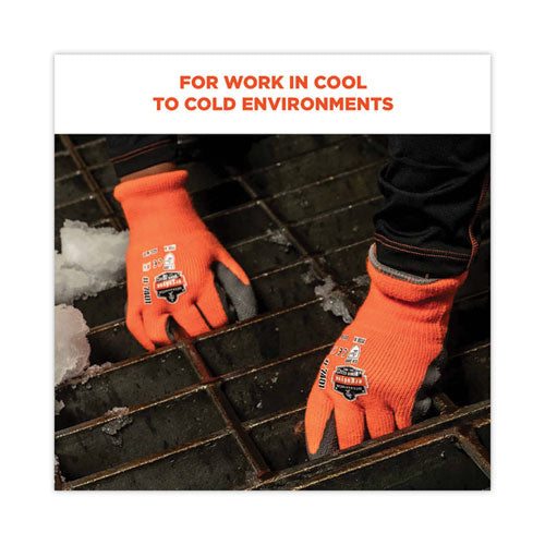 Proflex 7401 Coated Lightweight Winter Gloves, Orange, Large, 144 Pairs