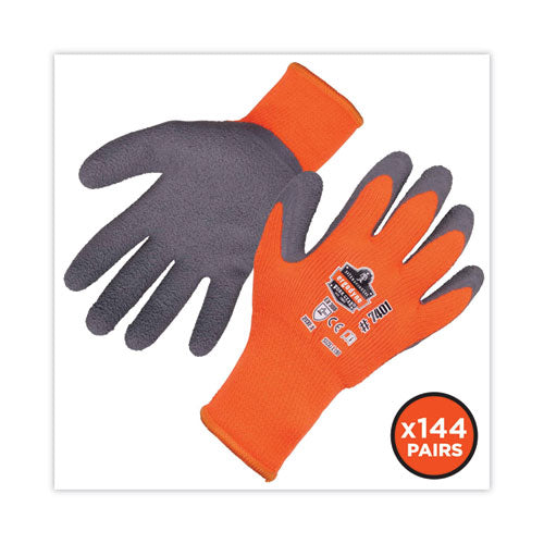 Proflex 7401 Coated Lightweight Winter Gloves, Orange, Large, 144 Pairs