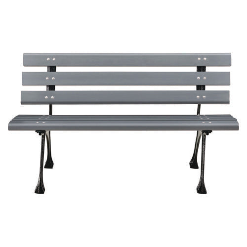 Recycled Plastic Benches With Back, 48" X 23" X 28", Gray Seat/back, Gray Base