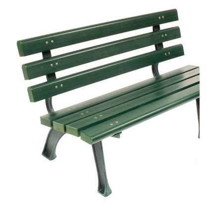 Recycled Plastic Benches With Back, 48" X 23" X 28", Green Seat/back, Green Base