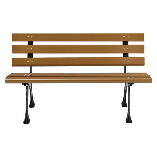 Recycled Plastic Benches With Back, 48" X 23" X 28", Tan Seat/back, Black Base