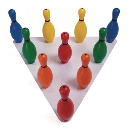 Plastic Bowling Pin Set, Assorted Colors, 10/set