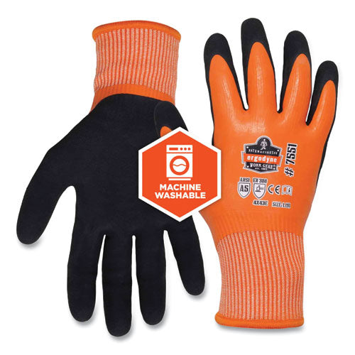 Proflex 7551 Ansi A5 Coated Waterproof Cr Gloves, Orange, X-large, Pair