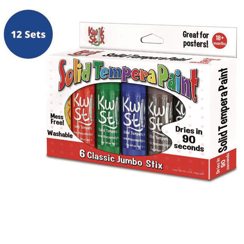 Kwik Stick Tempera Paint, 6 Assorted Classic Colors, 6/pack, 12 Packs/carton