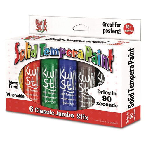 Kwik Stick Tempera Paint, 6 Assorted Classic Colors, 6/pack, 12 Packs/carton