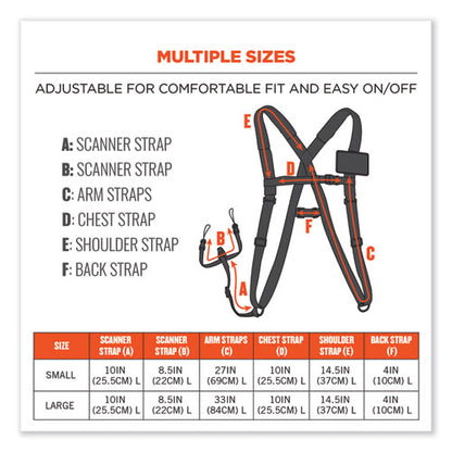 Squids 3138 Padded Barcode Scanner Lanyard Harness, 33" Arm Strap S,18.5" Lanyard ,black/orange/gray