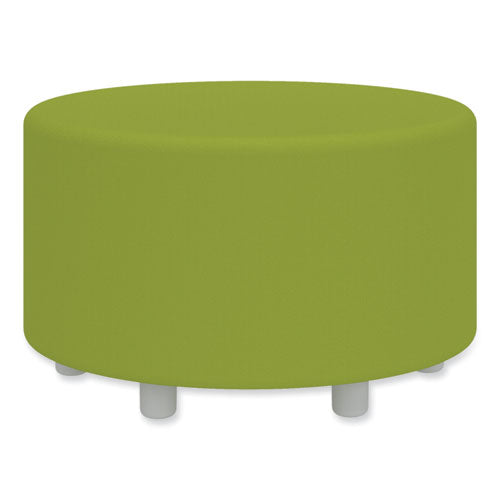 Learn 30" Cylinder Vinyl Ottoman, 30" X 30" X 18", Green