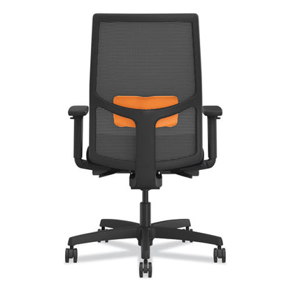 Ignition 2.0 4-way Stretch Mid-back Mesh Task Chair, Orange Adjustable Lumbar Support, Black