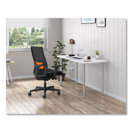 Ignition 2.0 4-way Stretch Mid-back Mesh Task Chair, Orange Adjustable Lumbar Support, Black