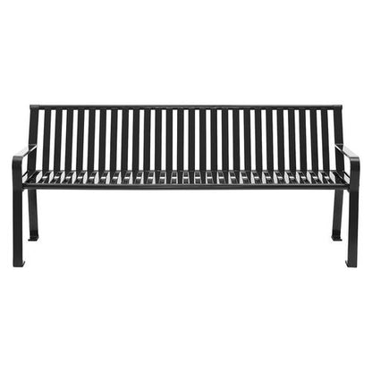 Steel Slat Benches With Back, 72" X 26" X 31", Black Seat/back, Black Base