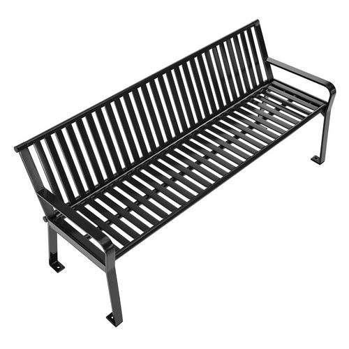 Steel Slat Benches With Back, 72" X 26" X 31", Black Seat/back, Black Base