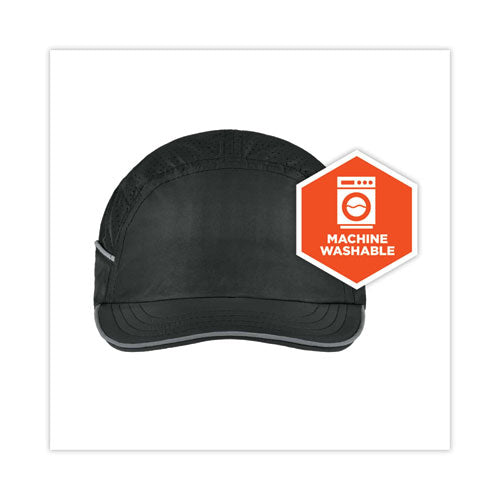 Skullerz 8955 Lightweight Bump Cap Hat, Short Brim, Black