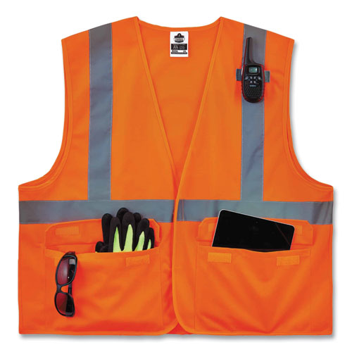 Glowear 8225hl Class 2 Standard Solid Hook And Loop Vest, Polyester, Orange, 2x-large/3x-large