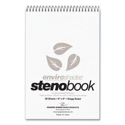 Enviroshades Steno Pad, Gregg Rule, White Cover, 80 Gray 6 X 9 Sheets, 24 Pads/carton