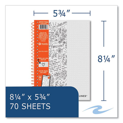 Whitelines Notebook, Dot Rule (5 Mm), Gray/orange Cover, (70) 8.25 X 5.75 Sheets, 12/carton