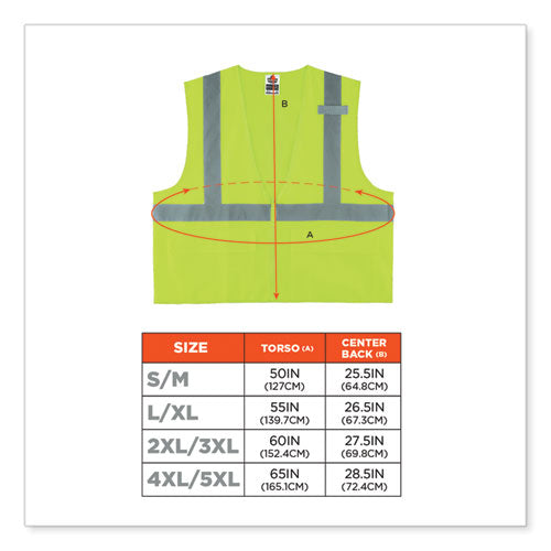 Glowear 8225z Class 2 Standard Solid Vest, Polyester, Lime, Small/medium