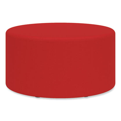 Learn 30" Cylinder Vinyl Ottoman, 30" X 30" X 18", Red