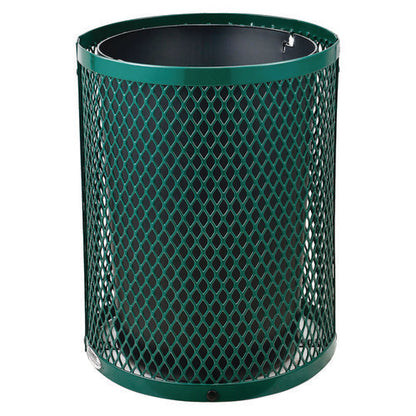 Outdoor Diamond Steel Trash Can, 36 Gal, Green