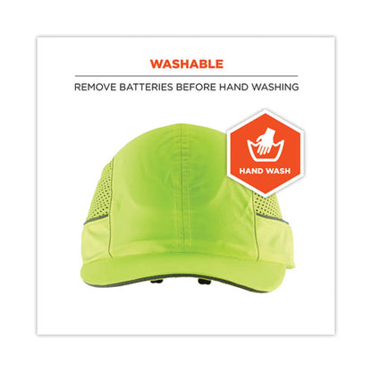 Skullerz 8960 Bump Cap With Led Lighting, Short Brim, Lime Green