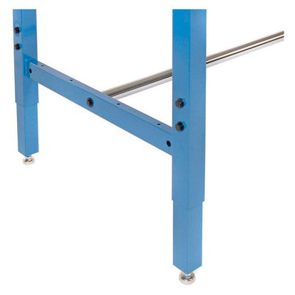 Adjustable Height Heavy Duty Workbenches, 5,000 Lbs, 60 X 30 X 31.63 To 43.63, White/blue