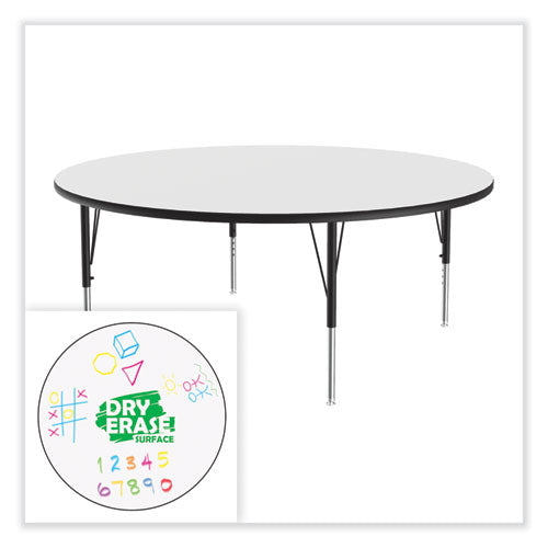 Markerboard Activity Tables, Round, 60" X 19" To 29", White Top, Black/silver Legs, 4/pallet