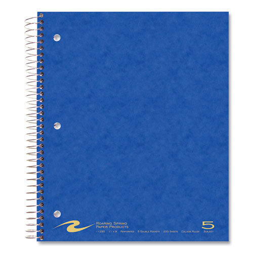 Subject Wirebound Notebook, 5-subject, Medium/college Rule, Assorted Cover, (200) 11 X 9 Sheets, 12/carton