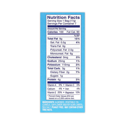 Low Sodium Lightly Salted Almonds, 1.5 Oz Bag, 42 Bags/carton