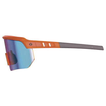 Skullerz Aegir-afaspm Anti-scratch And Enhanced Anti-fog Safety Glasses, Orange Frame, Blue Mirror Polycarb Lens