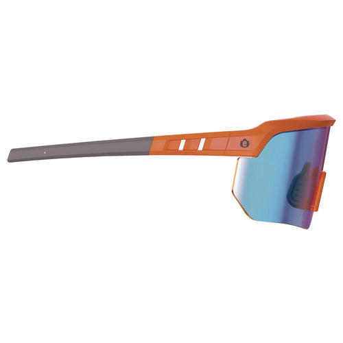 Skullerz Aegir-afaspm Anti-scratch And Enhanced Anti-fog Safety Glasses, Orange Frame, Blue Mirror Polycarb Lens