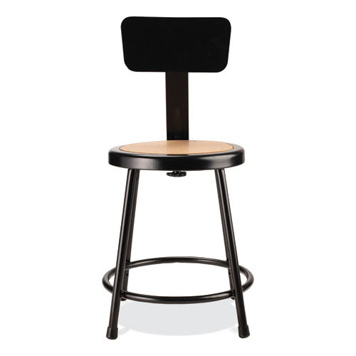 6200 Series 18" Heavy Duty Stool With Backrest, Supports Up To 500 Lb, 33" Seat Height, Brown Seat, Black Back/base