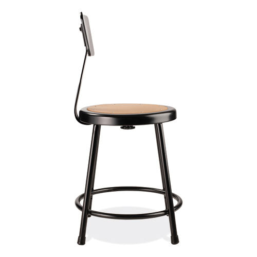 6200 Series 18" Heavy Duty Stool With Backrest, Supports Up To 500 Lb, 33" Seat Height, Brown Seat, Black Back/base