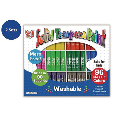 Kwik Stix Tempera Paint Set, 12 Assorted Colors, 96/pack, 2 Packs/carton