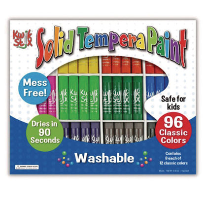 Kwik Stix Tempera Paint Set, 12 Assorted Colors, 96/pack, 2 Packs/carton