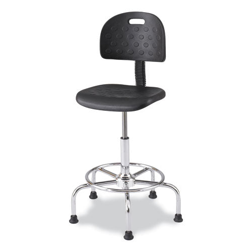 Workfit Economy Industrial Chair, Supports Up To 400 Lb, 22" To 30" Seat Height, Black Seat, Black Back, Silver Base