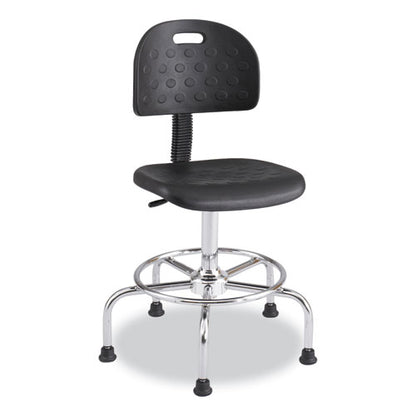 Workfit Economy Industrial Chair, Supports Up To 400 Lb, 22" To 30" Seat Height, Black Seat, Black Back, Silver Base