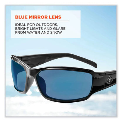 Skullerz Thor Safety Glasses, Black Nylon Impact Frame, Blue Mirror Polycarbonate Lens