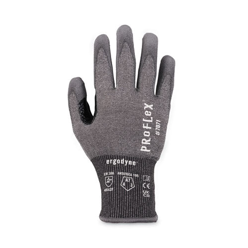 Proflex 7071 Ansi A7 Pu Coated Cr Gloves, Gray, Medium, Pair