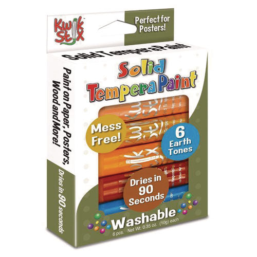 Kwik Stix Tempera Paint Set, 6 Assorted Earth Tones Colors, 6/pack, 24 Packs/carton