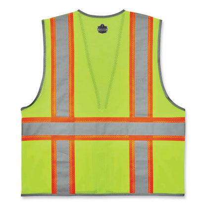 Glowear 8246z Class 2 Two-tone Mesh Reflective Binding Zipper Vest, Polyester, 4x-large/5x-large, Lime