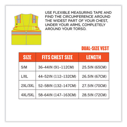 Glowear 8246z Class 2 Two-tone Mesh Reflective Binding Zipper Vest, Polyester, 4x-large/5x-large, Lime