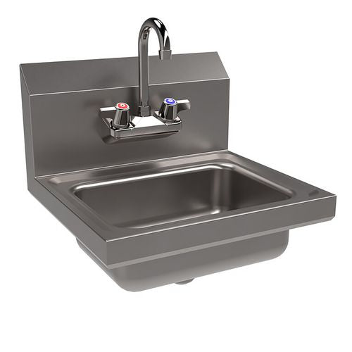 Stainless Steel Hand Sink With Faucet, 14" L X 10" W X 5" D