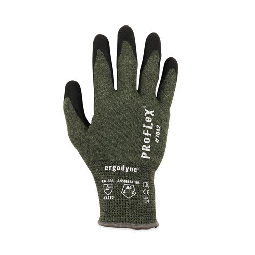 Proflex 7042 Ansi A4 Nitrile-coated Cr Gloves, Green, Large, Pair