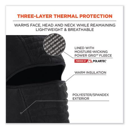 N-ferno 6955 Insulated 3-layer Balaclava Face Mask, Polartec Fr Power Grid Fleece/polyester/spandex, One Size, Black