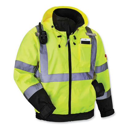 Glowear 8379 Class 3 Hi-vis Fleece Lined Bomber Jacket, Lime, 2x-large